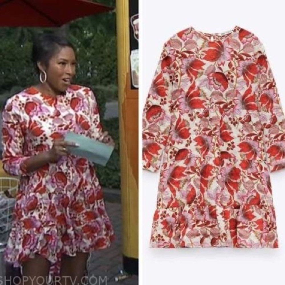 Zara Floral Tiered Sharon Dress Long Sleeve Size Small